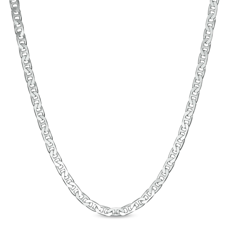 Made in Italy Child's 060 Gauge Solid Mariner Chain Necklace in Sterling Silver - 15"