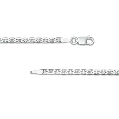 Made in Italy Child's 060 Gauge Solid Mariner Chain Necklace in Sterling Silver - 15"