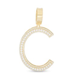Cubic Zirconia Bordered &quot;C&quot; Initial Necklace Charm in 10K Gold
