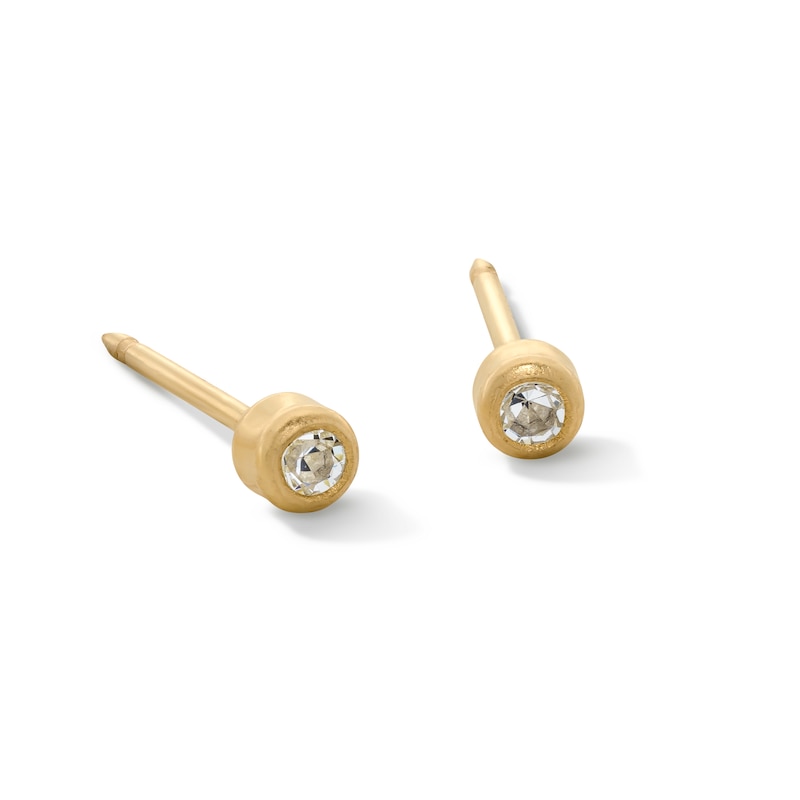Main Image 1 of 14K Solid Gold Crystal Bezel Piercing Studs