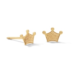 14K Solid Gold Crown 6mm Piercing Studs