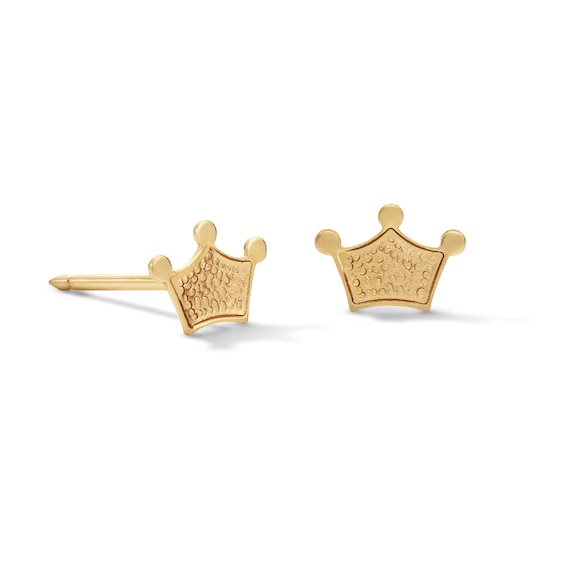 14K Solid Gold Crown 6mm Piercing Studs