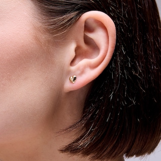 14K Solid Gold Puff Heart 6mm Piercing Studs