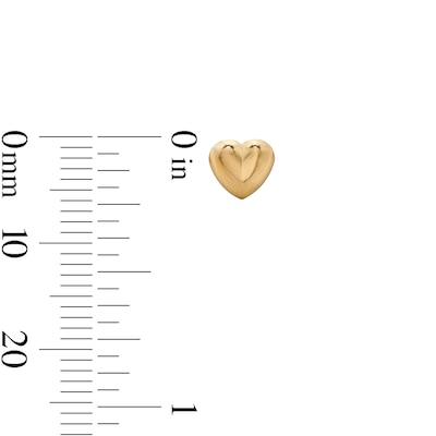 14K Solid Gold Puff Heart 6mm Piercing Studs