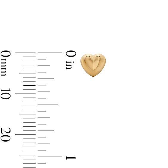 14K Solid Gold Puff Heart 6mm Piercing Studs