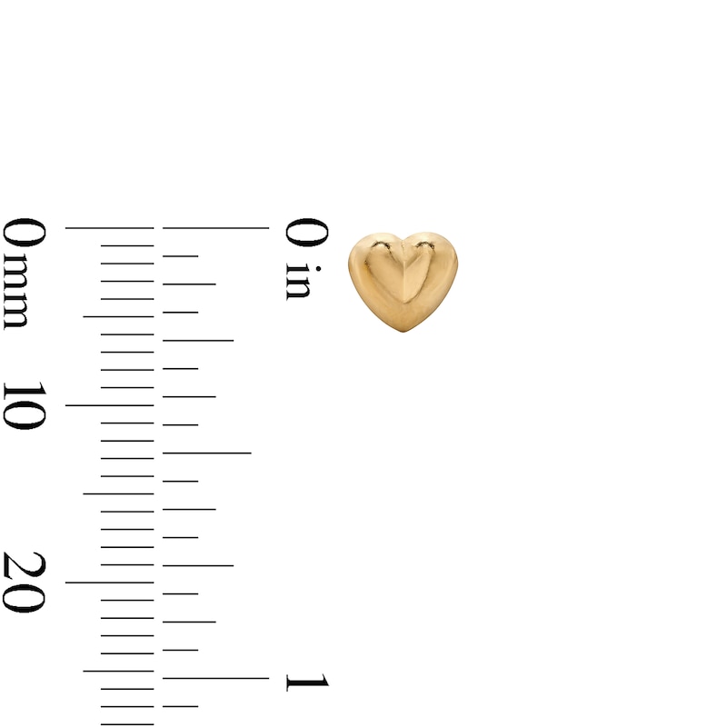Main Image 3 of 14K Solid Gold Puff Heart 6mm Piercing Studs