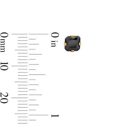 14K Solid Gold Black Princess-Cut CZ 5MM Piercing Studs