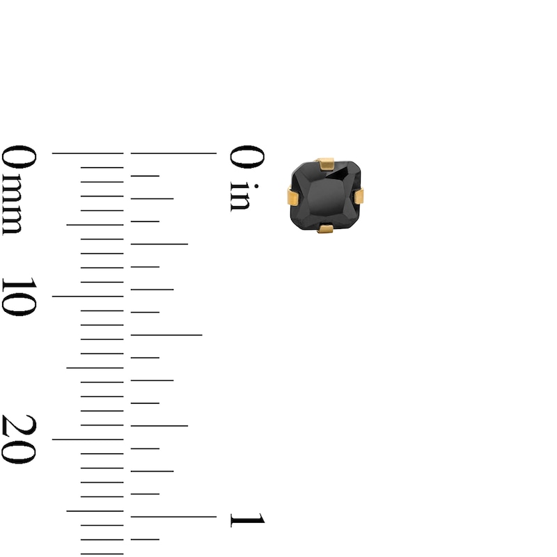 14K Solid Gold Black Princess-Cut CZ 5MM Piercing Studs
