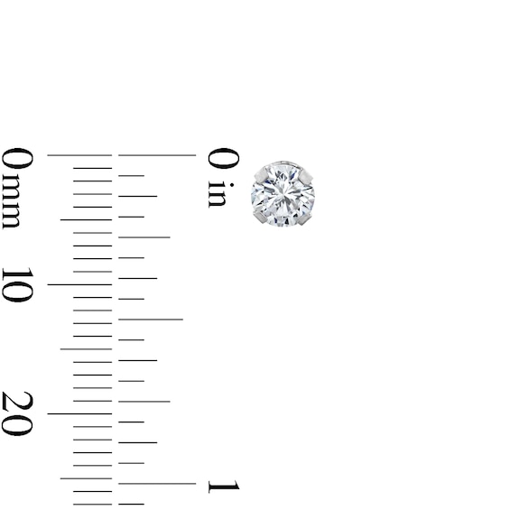 14K Solid White Gold CZ Solitaire 5mm Piercing Studs - Extra Long Post