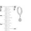 Thumbnail Image 2 of Child's 4mm Simulated Opal Dangle Huggie Hoop Earrings in Sterling Silver