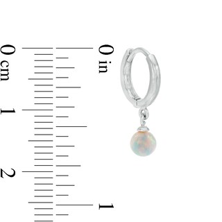 Child's 4mm Simulated Opal Dangle Huggie Hoop Earrings in Sterling Silver