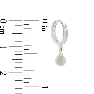 Child's 4mm Simulated Opal Dangle Huggie Hoop Earrings in Sterling Silver