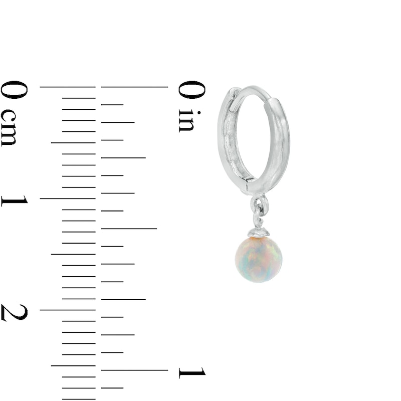 Main Image 2 of Child's 4mm Simulated Opal Dangle Huggie Hoop Earrings in Sterling Silver