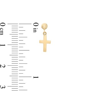 Child's Cross Drop Earrings in 14K Gold