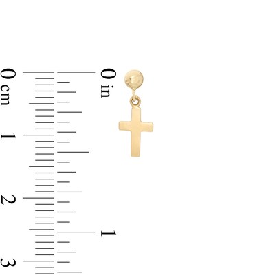 Child's Cross Drop Earrings in 14K Gold