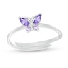 Child's Marquise and Round Purple Cubic Zirconia Adjustable Butterfly Ring in Sterling Silver - Size 4