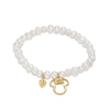 Thumbnail Image 1 of Child's Freshwater Cultured Pearl Stretch Bracelet with ©Disney Minnie Mouse and Heart Charms in 10K Gold -  4.75"