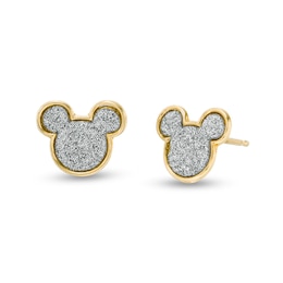 Child's Glitter Enamel ©Disney Mickey Mouse Stud Earrings in 10K Gold