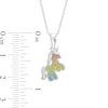 Thumbnail Image 2 of Child's Rainbow Glitter Enamel Unicorn Pendant in Sterling Silver - 15"
