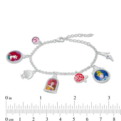Child's Multi-Color Crystal ©Disney Princess Theme Charm Bracelet in Sterling Silver