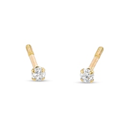 Child's 2mm Cubic Zirconia Solitaire Stud Earrings in 14K Gold