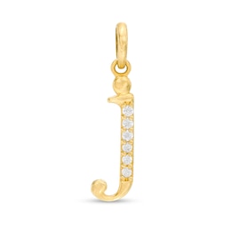 Child's Cubic Zirconia Lowercase &quot;j&quot; Initial Necklace Charm in 10K Gold