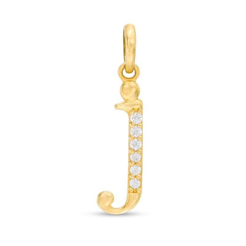 Child's Cubic Zirconia Lowercase "j" Initial Necklace Charm in 10K Gold