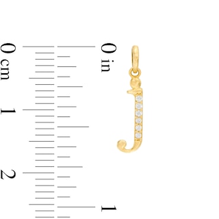 Child's Cubic Zirconia Lowercase "j" Initial Necklace Charm in 10K Gold