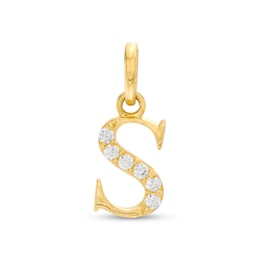 Child's Cubic Zirconia Lowercase &quot;s&quot; Initial Necklace Charm in 10K Gold