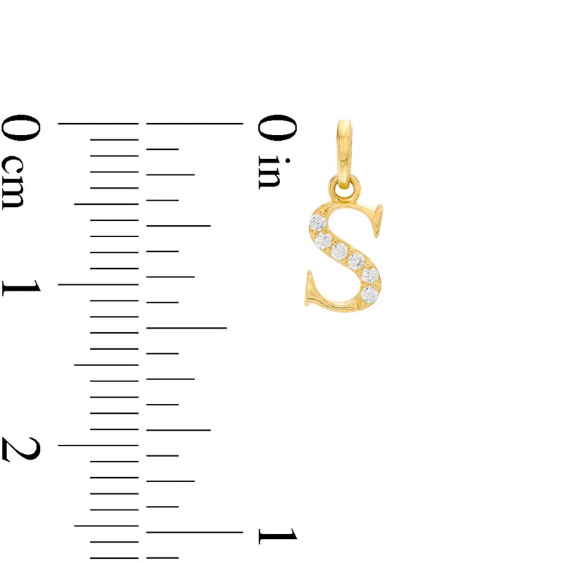 Child's Cubic Zirconia Lowercase "s" Initial Necklace Charm in 10K Gold