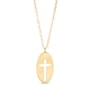 Thumbnail Image 1 of Made in Italy Child's Cross Cutout Oval Disc Pendant in 10K Gold - 13"