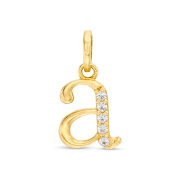 Child's Cubic Zirconia Lowercase &quot;a&quot; Initial Necklace Charm in 10K Gold