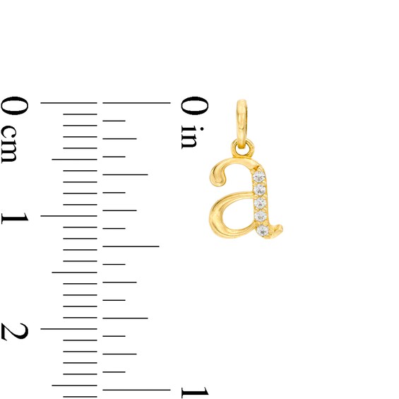 Child's Cubic Zirconia Lowercase "a" Initial Necklace Charm in 10K Gold