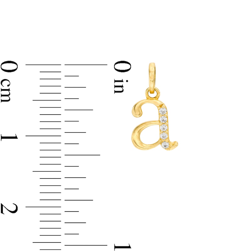 Child's Cubic Zirconia Lowercase "a" Initial Necklace Charm in 10K Gold