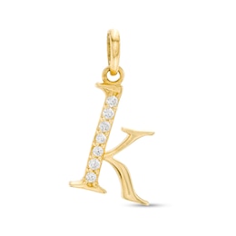 Child's Cubic Zirconia Lowercase &quot;k&quot; Initial Necklace Charm in 10K Gold