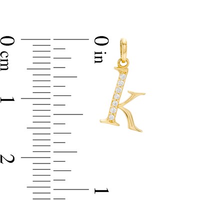 Child's Cubic Zirconia Lowercase "k" Initial Necklace Charm in 10K Gold