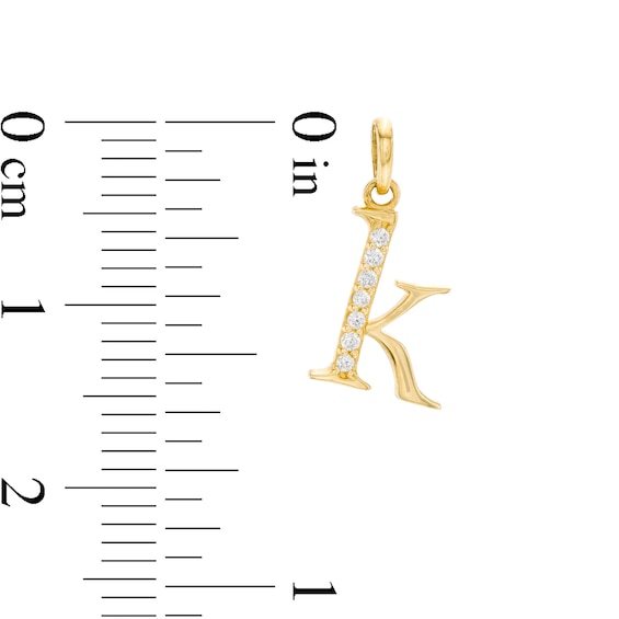 Child's Cubic Zirconia Lowercase "k" Initial Necklace Charm in 10K Gold