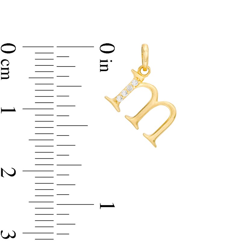 Child's Cubic Zirconia Lowercase "m" Initial Necklace Charm in 10K Gold