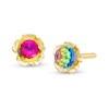 Thumbnail Image 1 of Child's 4mm Multi-Color Cubic Zirconia Flower Stud Earrings in 10K Gold