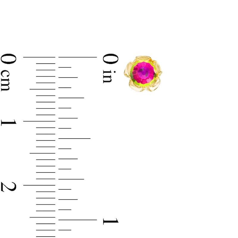 Main Image 2 of Child's 4mm Multi-Color Cubic Zirconia Flower Stud Earrings in 10K Gold