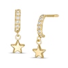 Child's Cubic Zirconia Star Dangle J-Hoop Earrings in 10K Gold