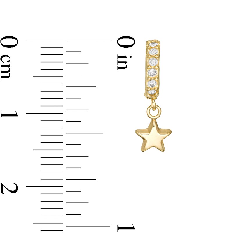 Child's Cubic Zirconia Star Dangle J-Hoop Earrings in 10K Gold