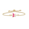 Thumbnail Image 0 of Child's Pink and White Enamel Butterfly Bolo Bracelet in 10K Gold - 6.75"