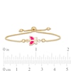 Thumbnail Image 2 of Child's Pink and White Enamel Butterfly Bolo Bracelet in 10K Gold - 6.75"