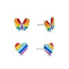 Thumbnail Image 1 of Child's Rainbow Enamel Butterfly and Heart Stud Earrings Set in Sterling Silver