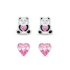 Thumbnail Image 1 of Child's Pink and White Crystal Heart and Enamel Panda Stud Earrings Set in Sterling Silver