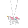 Thumbnail Image 1 of Child's Multi-Color Enamel Unicorn Pendant in Sterling Silver - 17&quot;