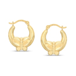 Child's Butterfly Hoop Earrings in 10K Stamp Hollow Gold