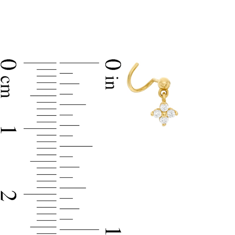 14K Solid Gold CZ Dangle Nose Screw - 22G