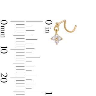 14K Solid Gold CZ Dangle Nose Screw - 22G